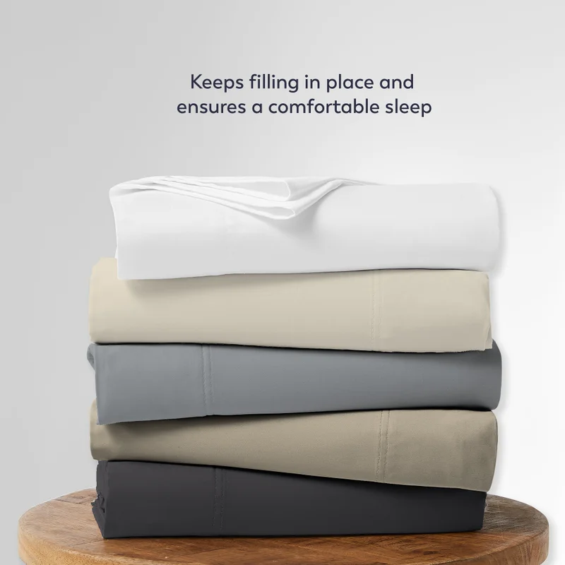 Color Sense Solid 1 Duvet Cover + 2 Pillow Covers Double Cotton Light Grey 200x160cm