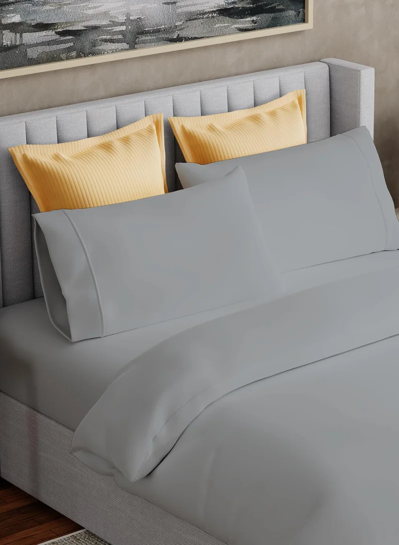 Color Sense Solid 1 Duvet Cover + 2 Pillow Covers Double Cotton Light Grey 200x160cm