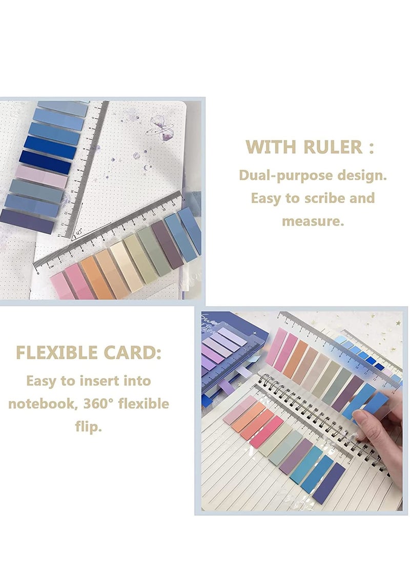SYOSI - Page Markers Sticky Index Tabs, 4 Sheets Morandi Strip Index, Writable Sticky Notes with Ruler for  Marking Classify File, Sticks Securely, Removes Cleanly 800 Pcs - Image 1