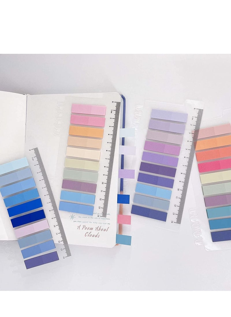 SYOSI - Page Markers Sticky Index Tabs, 4 Sheets Morandi Strip Index, Writable Sticky Notes with Ruler for  Marking Classify File, Sticks Securely, Removes Cleanly 800 Pcs - Image 1