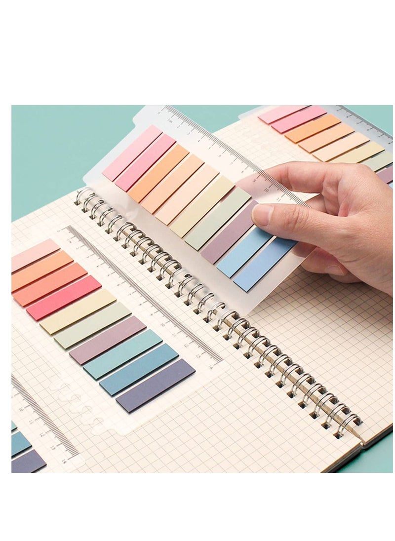 SYOSI - Page Markers Sticky Index Tabs, 4 Sheets Morandi Strip Index, Writable Sticky Notes with Ruler for  Marking Classify File, Sticks Securely, Removes Cleanly 800 Pcs - Image 1