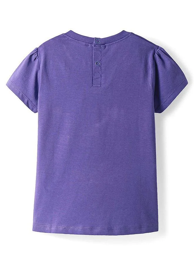 Babyhug Disney Babyhug Disney Single Jersey Knit Half Sleeves T-Shirt With Cindrella Graphic & Gold Foil Detailing - Purple