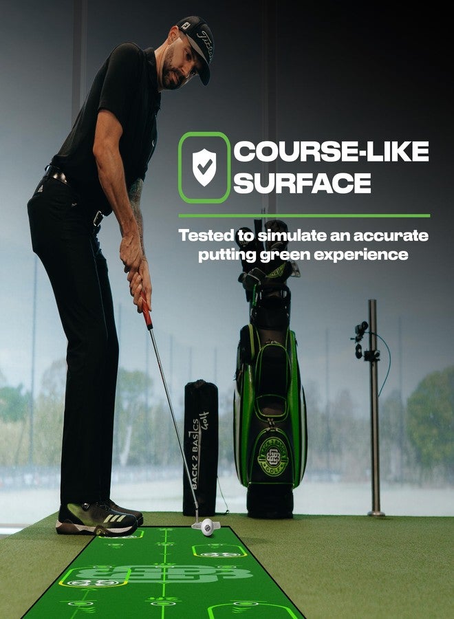 BACK 2 BASICS GOLF بساط تدريب الجولف الأخضر Back 2 Basics بطول 10 أقدام - بساط تدريب جولف يحاكي ملاعب الجولف الخضراء بواقعية - أداة تدريب مثالية للاستخدام الداخلي والخارجي - من تصميم لاعبي جولف محترفين - هدية جولف رائعة لعيد الميلاد - Image 5