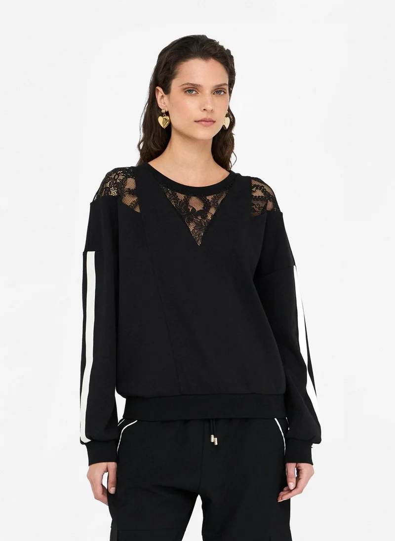 Liu Jo Cotton sweatshirt with lace