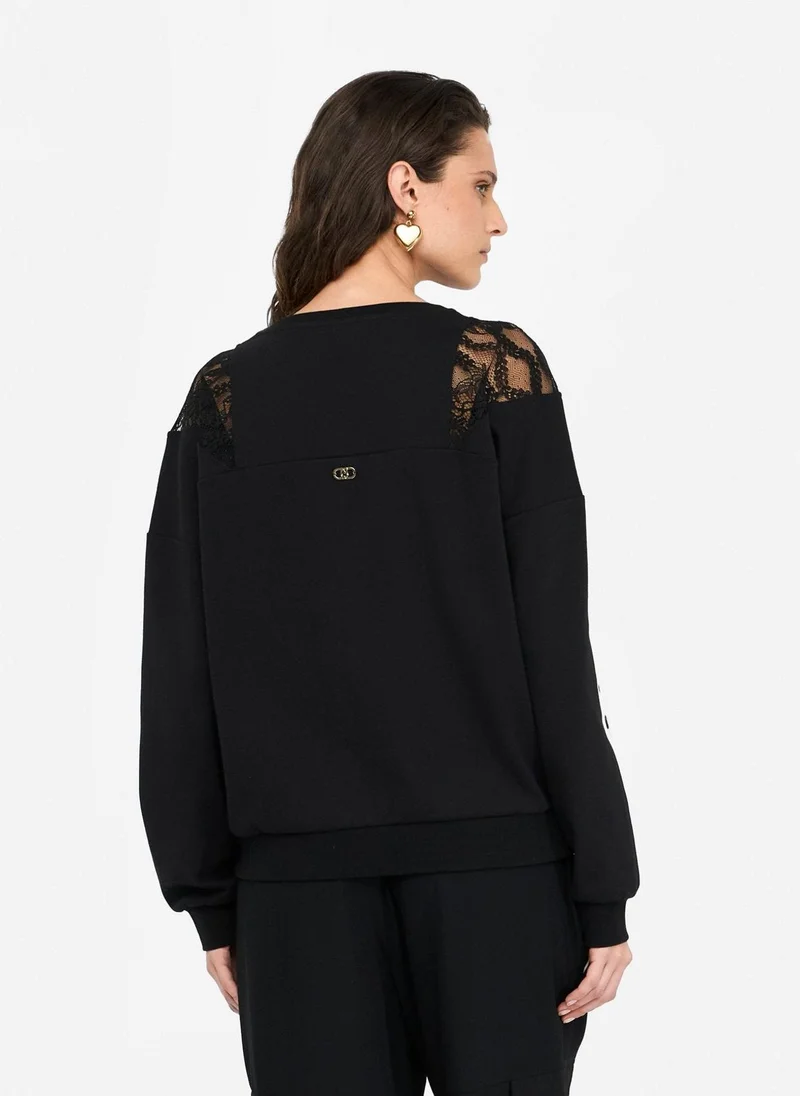 Liu Jo Cotton sweatshirt with lace