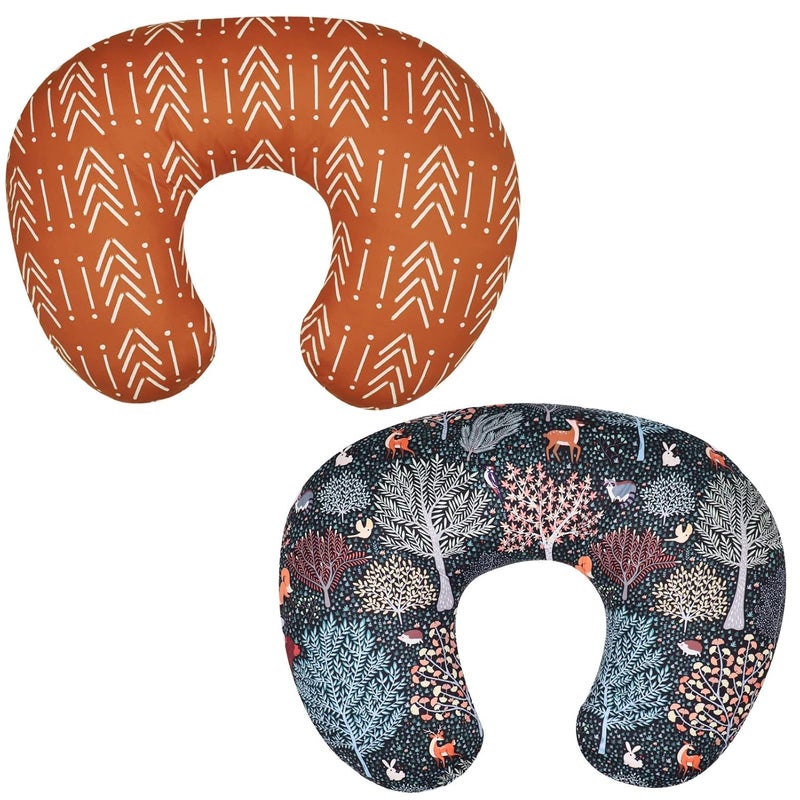 Jundetye Baby Nursing Pillow Cover Woodland Breastfeeding Pillow Slipcover 2PACK Nursing Pillow Case for Newborn Soft Fabric Fits Snug On Infant Washable and Breathable Animals Deer Rabbit - Image 1