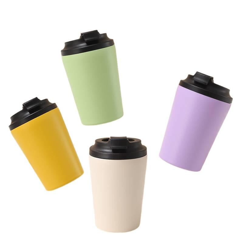 كوب قهوة للسفر من ستانلس ستيل مع بطانة خزفية، 350 ml، أسود من الستانلس ستيل باللون الأسود عملي للاستخدام المتكرر خفيف الحمل للاستخدام الخارجي - Image 3