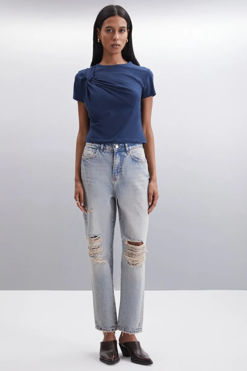 GRIMELANGE Suada Women's 100% Cotton Regular Blue Jeans