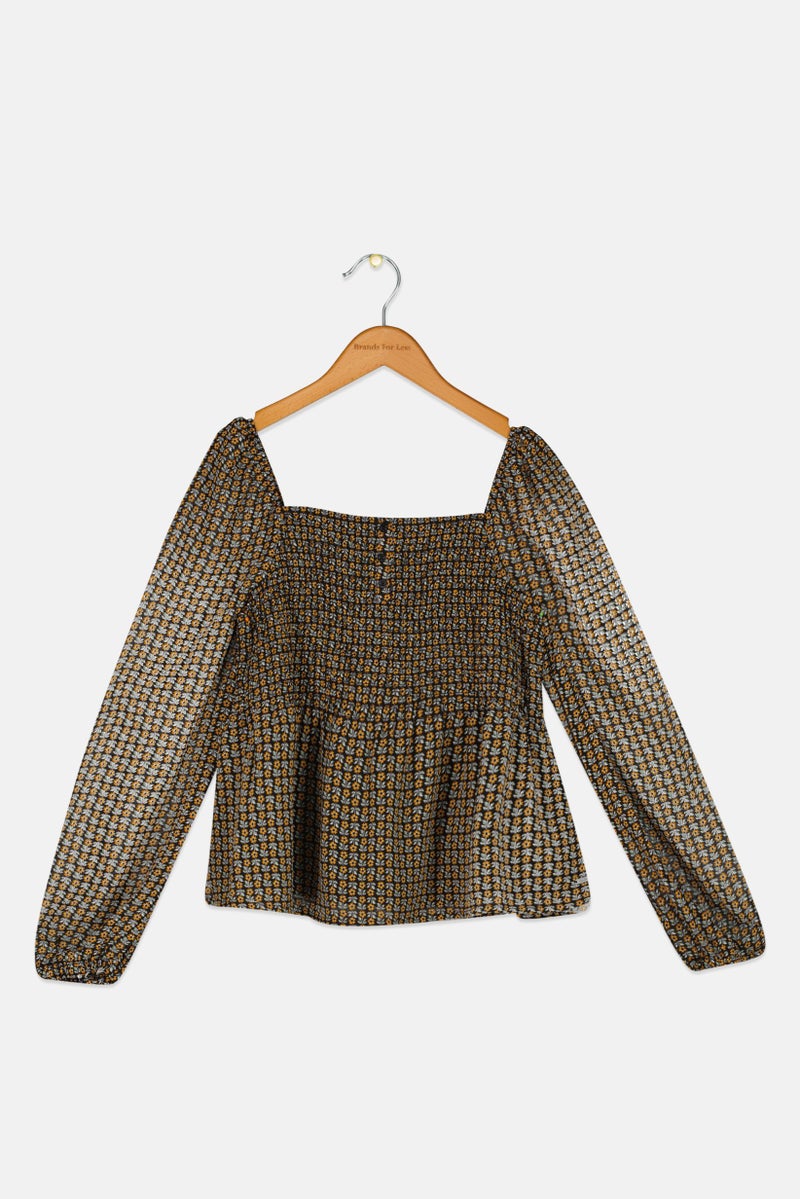 Pepe Jeans بلوزة مطبوعة بالكامل للفتيات، سوداء - Image 1