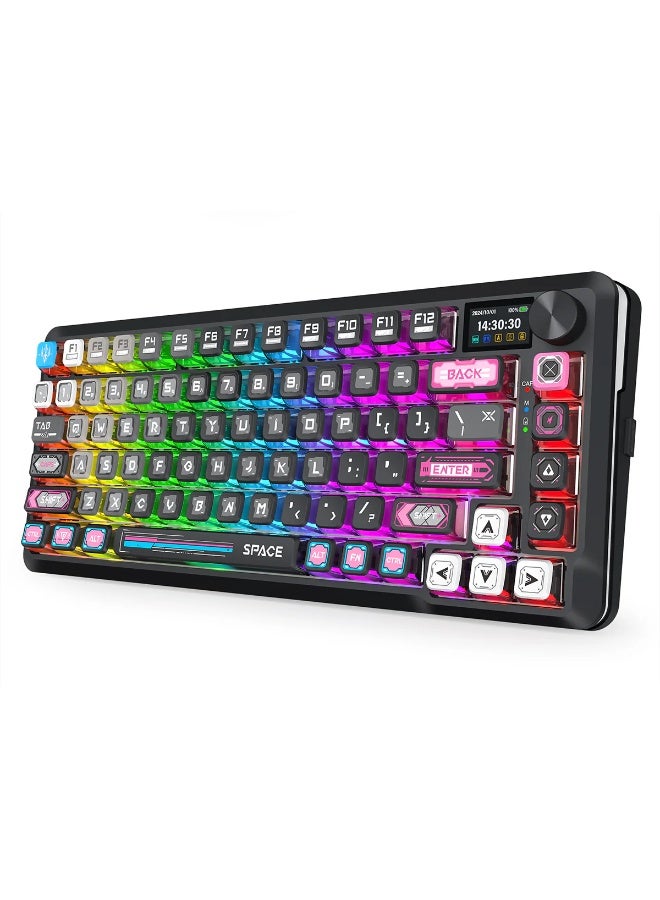 REDRAGON Wireless Mechanical Keyboard K708MC RGB FLEKACT Pro 82 Keys 75% Gasket Mounted RGB Backlit, with LCD Screen, Gasket Mounted Design, Wired/2.4G Wireless/Bluetooth 3-Modes Connection, RGB Backlight, Low Latency, Programmable Keys - Image 2