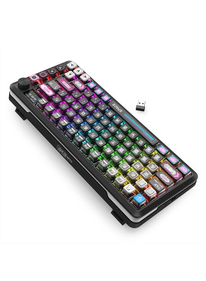 REDRAGON Wireless Mechanical Keyboard K708MC RGB FLEKACT Pro 82 Keys 75% Gasket Mounted RGB Backlit, with LCD Screen, Gasket Mounted Design, Wired/2.4G Wireless/Bluetooth 3-Modes Connection, RGB Backlight, Low Latency, Programmable Keys - Image 5