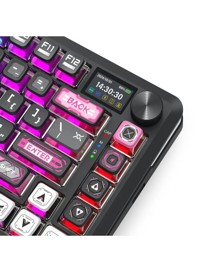 REDRAGON Wireless Mechanical Keyboard K708MC RGB FLEKACT Pro 82 Keys 75% Gasket Mounted RGB Backlit, with LCD Screen, Gasket Mounted Design, Wired/2.4G Wireless/Bluetooth 3-Modes Connection, RGB Backlight, Low Latency, Programmable Keys - Image 4
