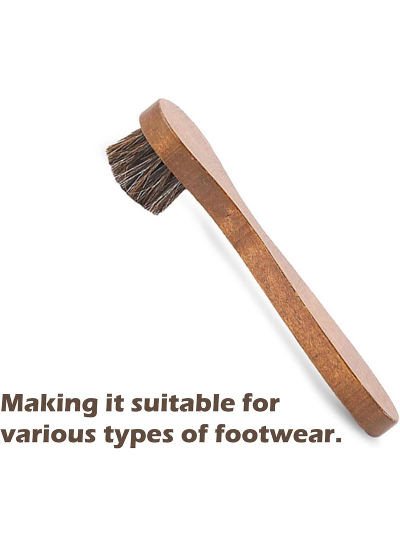 استريكو فرشاة أحذية بمقبض خشبي طويل ومضادة للانزلاق من شعر الخيل وفرشاة تنظيف وتلميع الأحذية الجلدية - Image 3