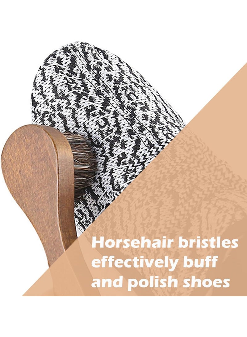 استريكو فرشاة أحذية بمقبض خشبي طويل ومضادة للانزلاق من شعر الخيل وفرشاة تنظيف وتلميع الأحذية الجلدية - Image 4