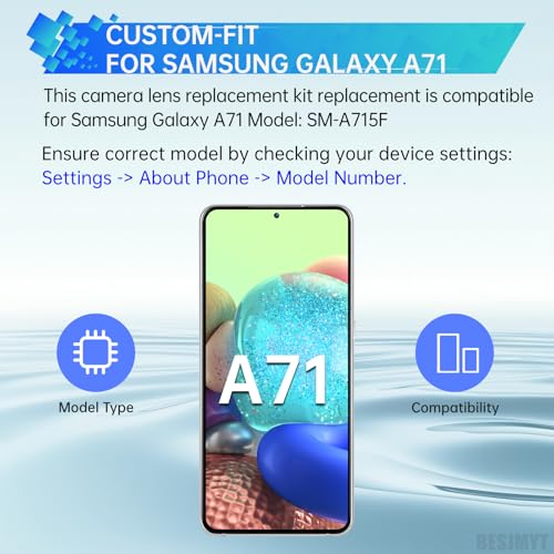 BESJMYT 2 Pack Rear Camera Lens Replacement for Samsung Galaxy A71 Adhesive Back Camera Glass Lens with Full Fix Tool Repair Kit Tweezers Dust Cloth for A71 SM-A715F - Image 2