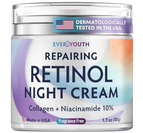 Everyouth Night Cream Face Moisturizer for Women with Retinol, Collagen, Niacinamide, Anti Aging Overnight Face Mask, Made in USA, Niacinamide Serum Facial Moisturizer Anti Wrinkle Cream for Women, 1.7oz - Image 1