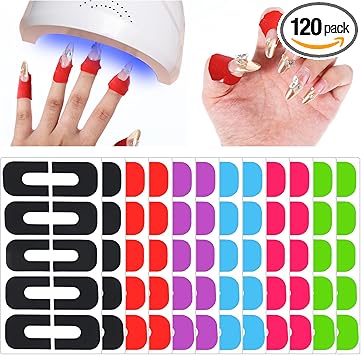 Oruola 120pcs Nail Polish Protector for FingersUShaped French Tip Nail Polish BarrierUV Finger Protection Cuticle Tape for Nails PaintingDisposable Nails Varnish Peel off Sticker Tape6 Colors - Image 1