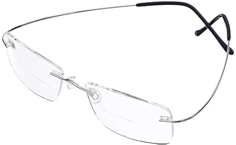 Jcerki Super Light Titanium alloy Bifocal Reading Glasses Men Women Fashion Rimless Reading Eyeglasses + Eyewear Case - Image 1