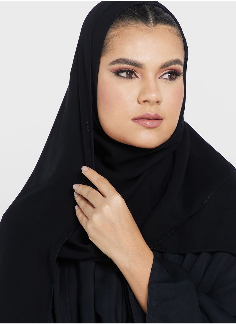 hayas closet - Embellished Cape Sleeve Plisse Abaya - Image 1