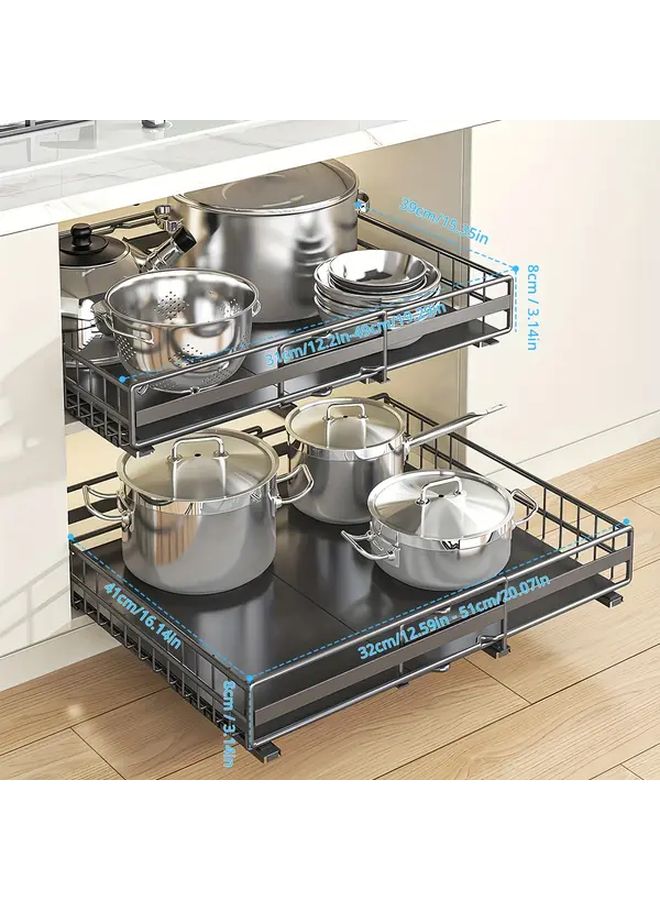 Expandable Storage Box With Sliding Track Drawers And Adjustable Width Heavy Duty Plastic Cabinet Organizer Suitable For Pantry Shelving Space Saving Solution Black - Image 3