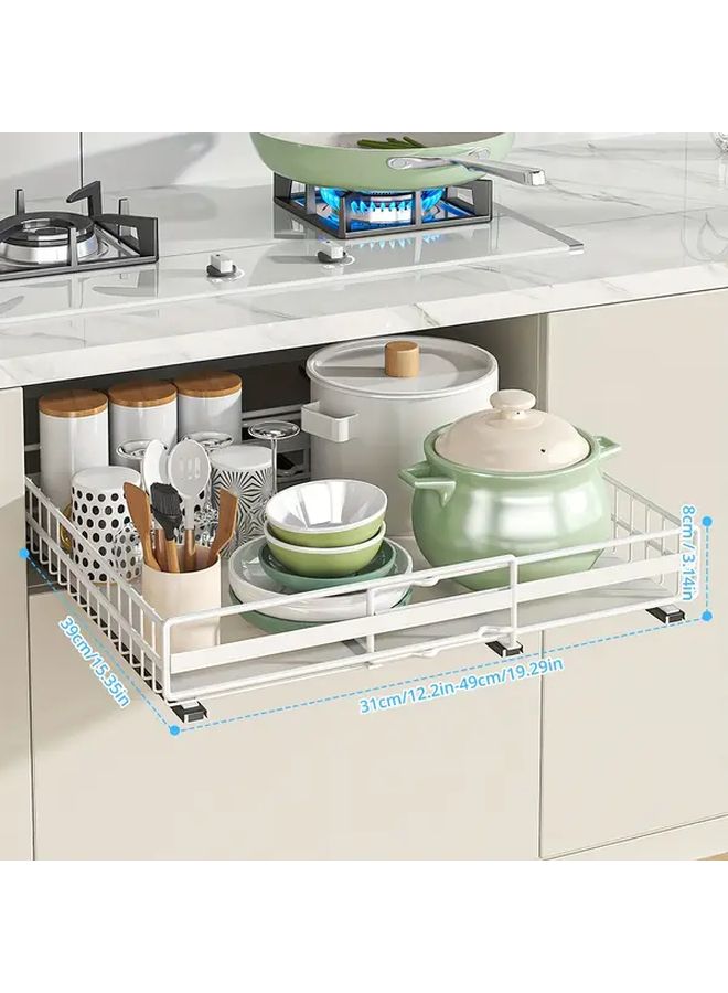 Expandable Storage Box With Sliding Track Drawers And Adjustable Width Heavy Duty Plastic Cabinet Organizer Suitable For Pantry Shelving Space Saving Solution Black - Image 2