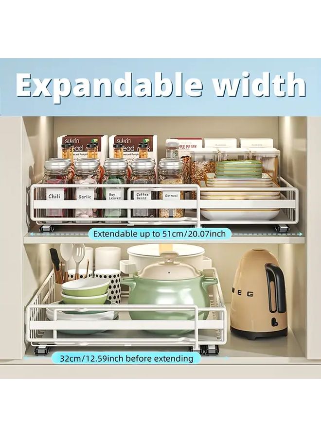 Expandable Storage Box With Sliding Track Drawers And Adjustable Width Heavy Duty Plastic Cabinet Organizer Suitable For Pantry Shelving Space Saving Solution Black - Image 4