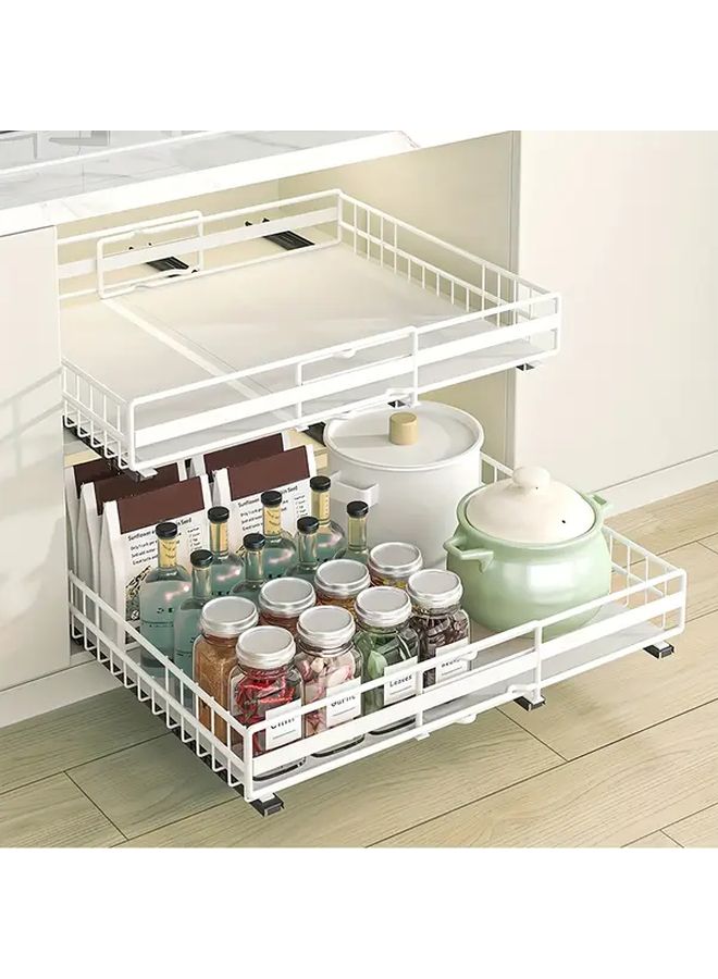 Expandable Storage Box With Sliding Track Drawers And Adjustable Width Heavy Duty Plastic Cabinet Organizer Suitable For Pantry Shelving Space Saving Solution Black - Image 5