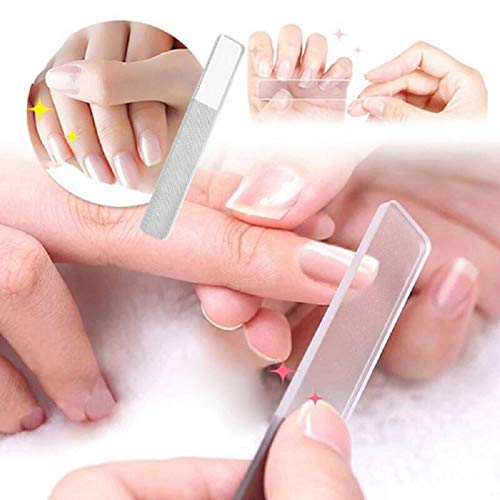 Shuiniba Premium Crystal Polish Glass Nail Files Manicure Set, Upgrade Nail Buffers, Nano Glass Nail Shiner, Professional Pedicure Files - Best Glass Nail Files for Natural Nails, 9cm, 2 Pack - Clear - Image 1