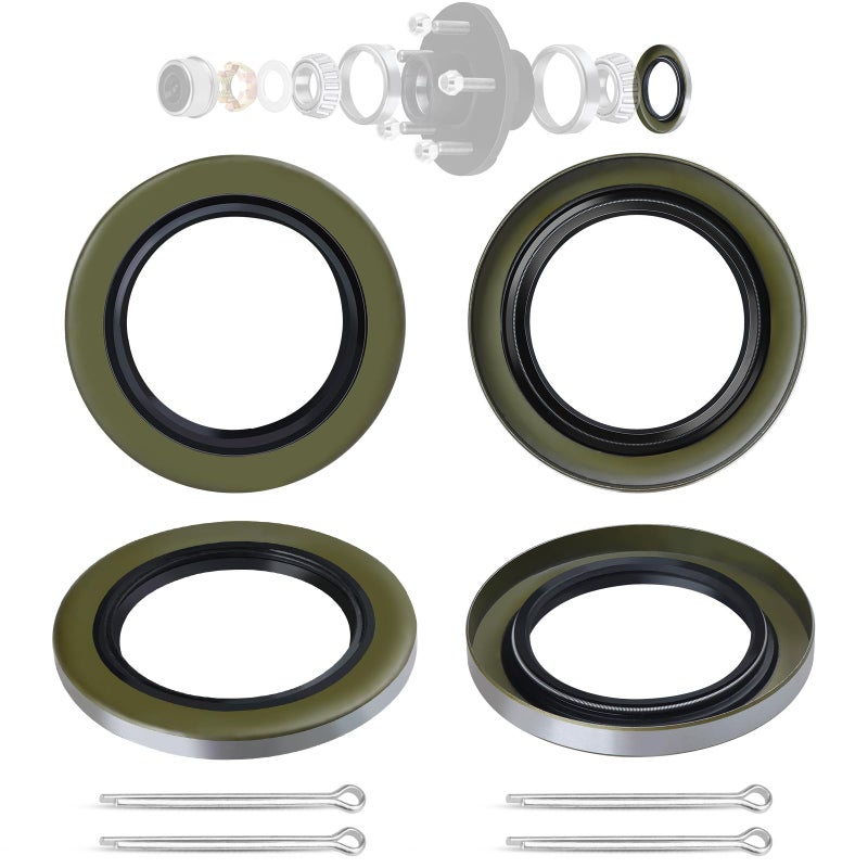 Hitchvoyager 4PCS 1719 ID x 2565 OD Trailer Wheel Hub Spindle Double Lip Grease Seal with 4 Cotter Pins for 3500 LB 84 Trailer Axle Dexter Replace 171255TB 1019 - Image 3