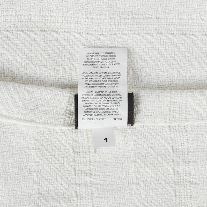 Eddie Bauer - Queen Blanket, Lightweight Cotton Bedding, Home Decor for All Seasons (Herringbone Off-White, Queen) - Image 3