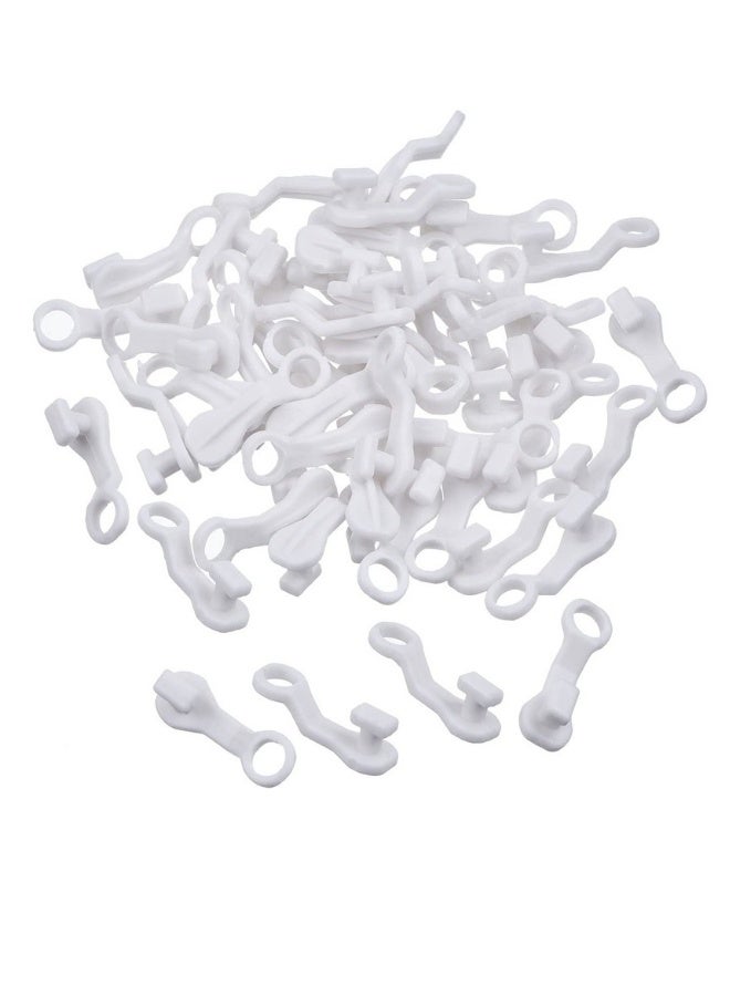 100 Pcs Curtain Hooks Plastic White Gliders Shower Curtain Hooks Rings Shower Curtain Rings and Hooks for Smooth and Easy Curtain Shower Curtain Opening and Closing 2.7x0.8cm White - Image 2