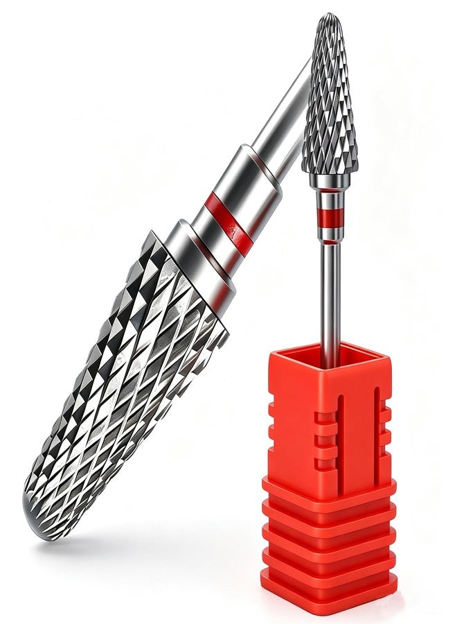 FANTEXY Carbide Nail Drill Bit - 3/32" Gel Polish Remover Drills Bit,5 In 1Cone Tungsten Drill Bits Set Nail File, Professional Tungsten Steel Nail Drills Tip for Acrylic Gel Nails Removal(Fine-F) - Image 1