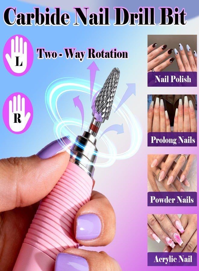 FANTEXY Carbide Nail Drill Bit - 3/32" Gel Polish Remover Drills Bit,5 In 1Cone Tungsten Drill Bits Set Nail File, Professional Tungsten Steel Nail Drills Tip for Acrylic Gel Nails Removal(Fine-F) - Image 2