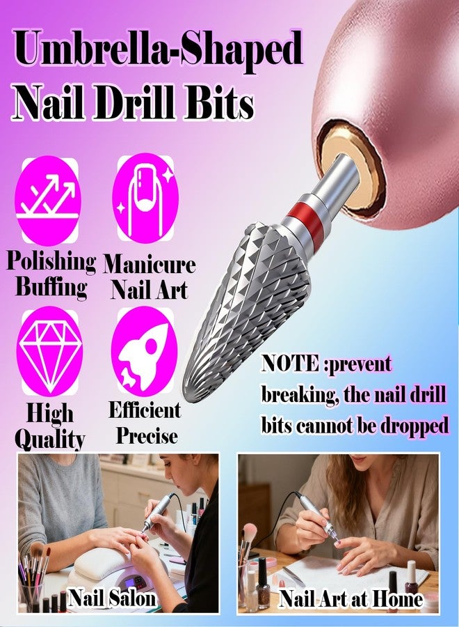 FANTEXY Carbide Nail Drill Bit - 3/32" Gel Polish Remover Drills Bit,5 In 1Cone Tungsten Drill Bits Set Nail File, Professional Tungsten Steel Nail Drills Tip for Acrylic Gel Nails Removal(Fine-F) - Image 4