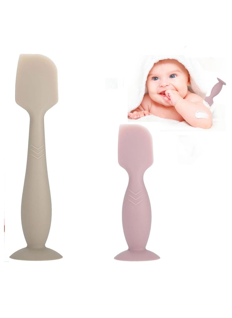 Meetion 2-Pack Baby Diaper Cream Spatula - Baby Diaper Rash Cream Applicator for Butt Paste Diaper Cream - Diaper Cream Brush for Newborn Baby Essentials (grey, pink)  - Image 1