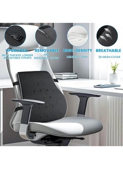 Generic Lumbar Support Pillow for Office Chair Memory Foam Back Cushion for Back Pain Relief Improve Posture Large Back Pillow for Car, Computer Chair, Recliner Breathable Mesh Cover Double Adjustable Straps  - Image 3