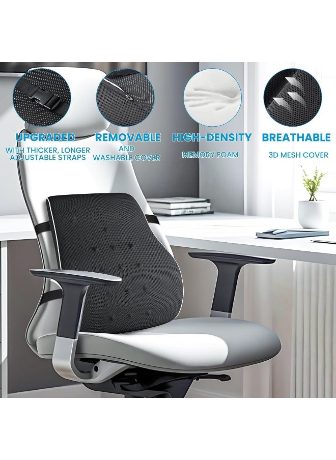 Generic - Lumbar Support Pillow for Office Chair Memory Foam Back Cushion for Back Pain Relief Improve Posture Large Back Pillow for Car, Computer Chair, Recliner Breathable Mesh Cover Double Adjustable Straps - Image 1