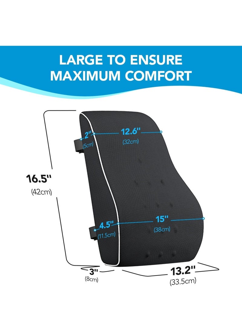 Generic - Lumbar Support Pillow for Office Chair Memory Foam Back Cushion for Back Pain Relief Improve Posture Large Back Pillow for Car, Computer Chair, Recliner Breathable Mesh Cover Double Adjustable Straps - Image 1