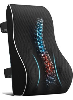 Generic Lumbar Support Pillow for Office Chair Memory Foam Back Cushion for Back Pain Relief Improve Posture Large Back Pillow for Car, Computer Chair, Recliner Breathable Mesh Cover Double Adjustable Straps  - Image 1