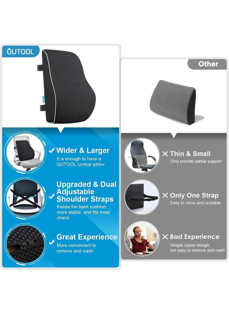 Generic - Lumbar Support Pillow for Office Chair Memory Foam Back Cushion for Back Pain Relief Improve Posture Large Back Pillow for Car, Computer Chair, Recliner Breathable Mesh Cover Double Adjustable Straps - Image 1