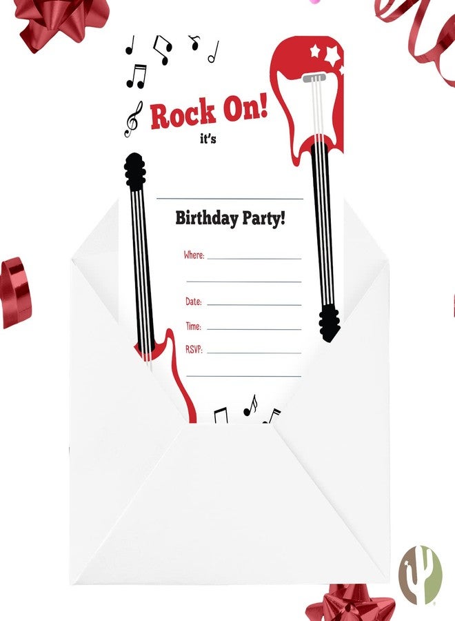 Desert Cactus Guitar Happy Birthday Invitations Style 2 Music Invite Cards (25 Count) With Envelopes Boys Girls Kids Party (25ct) - Image 4
