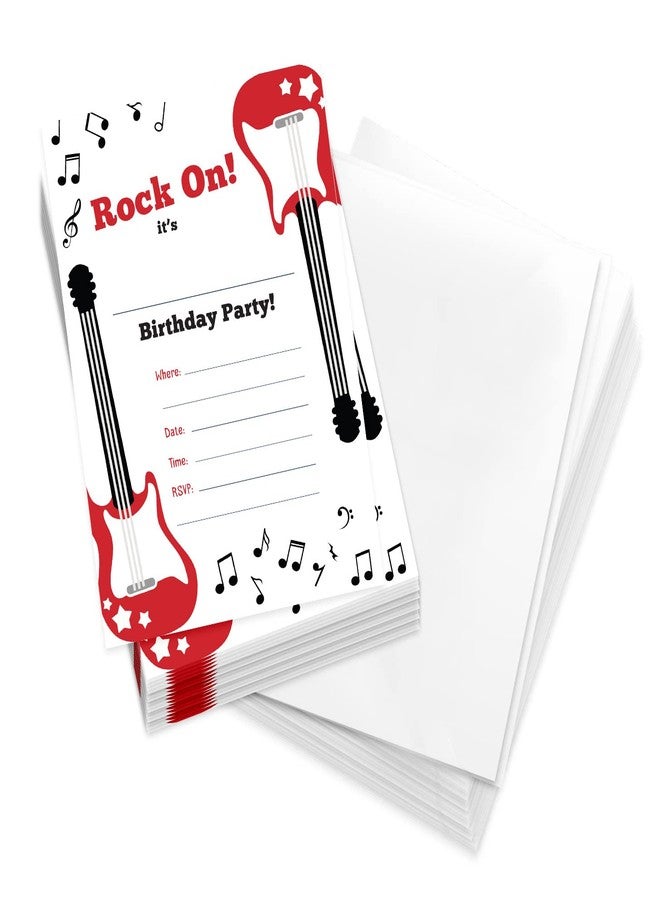 Desert Cactus Guitar Happy Birthday Invitations Style 2 Music Invite Cards (25 Count) With Envelopes Boys Girls Kids Party (25ct) - Image 1