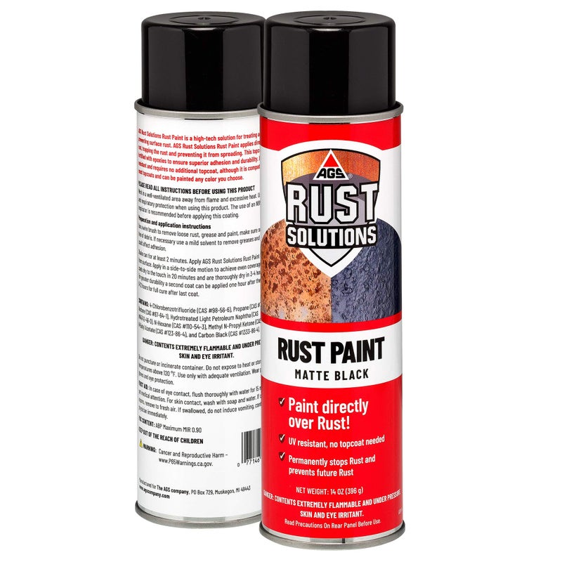 AGS RUST SOLUTIONS Rust Spray Paint, 14oz, Durable Matte Black Finish, Safe for All Surfaces, Eradicate Rust and Ensure Long-Lasting Protection Against Weather and Wear - Image 2