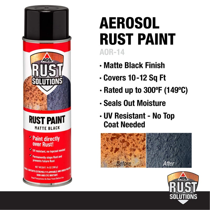 AGS RUST SOLUTIONS Rust Spray Paint, 14oz, Durable Matte Black Finish, Safe for All Surfaces, Eradicate Rust and Ensure Long-Lasting Protection Against Weather and Wear - Image 4