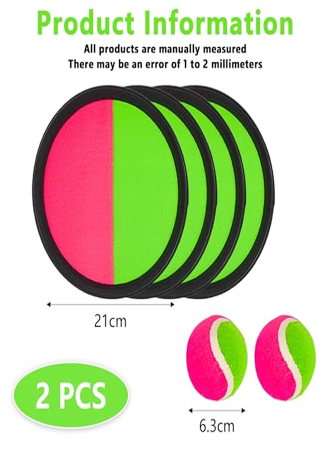 Velcro Ball Game, Velcro Ball Game for Children, Velcro Ball Catch Ball Game with 4 Catching Discs 2 Balls, Velcro Ball Game Throwing Game Set for 4 - Child-friendly Ball Game for Party, Garden, Beach  - Image 2