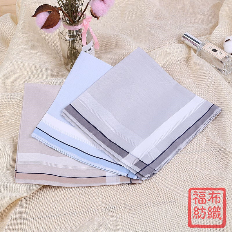 New 43Cm Men'S Cotton Handkerchief Combed Cotton Yarn-Dyed High-End Business Handkerchief Wedding Gift Can Be Customized - Image 1