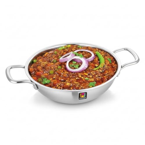 Human Hydro Triply Stainless Steel Kadai (24 CM / 2.8 L) | 3-Layer Steel-Aluminium-Steel Cookware | Induction & Gas Compatible | Easy to Clean & Heavy-Duty | Ideal for Frying, Stir-Frying & Curries - Image 1