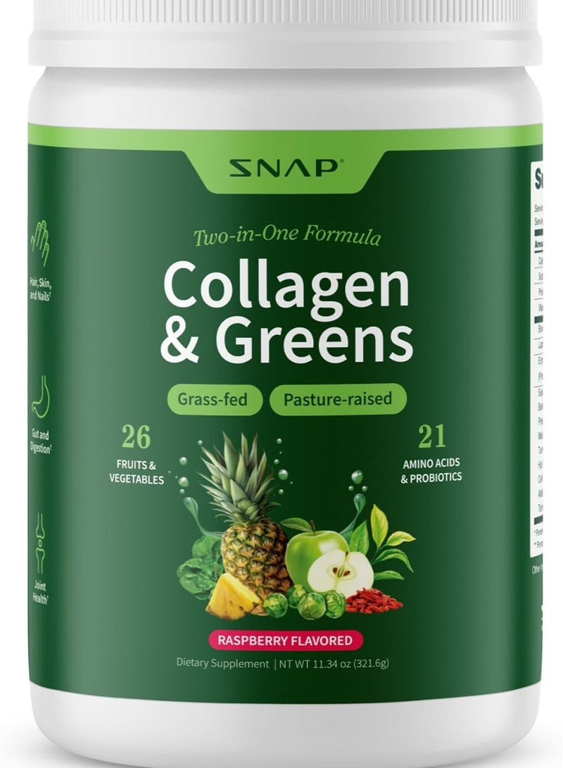 سناب للمكملات الغذائية مسحوق مكمل سوبر جرينز مع ببتيدات الكولاجين - 26 سوبرفوودس + فيتامينات - غذاء عشبي ، مسحوق غذاء سوبر فود غير معدل وراثيًا للشعر والبشرة والأظافر ودعم المفاصل | 30 حصة غذائية - Image 1
