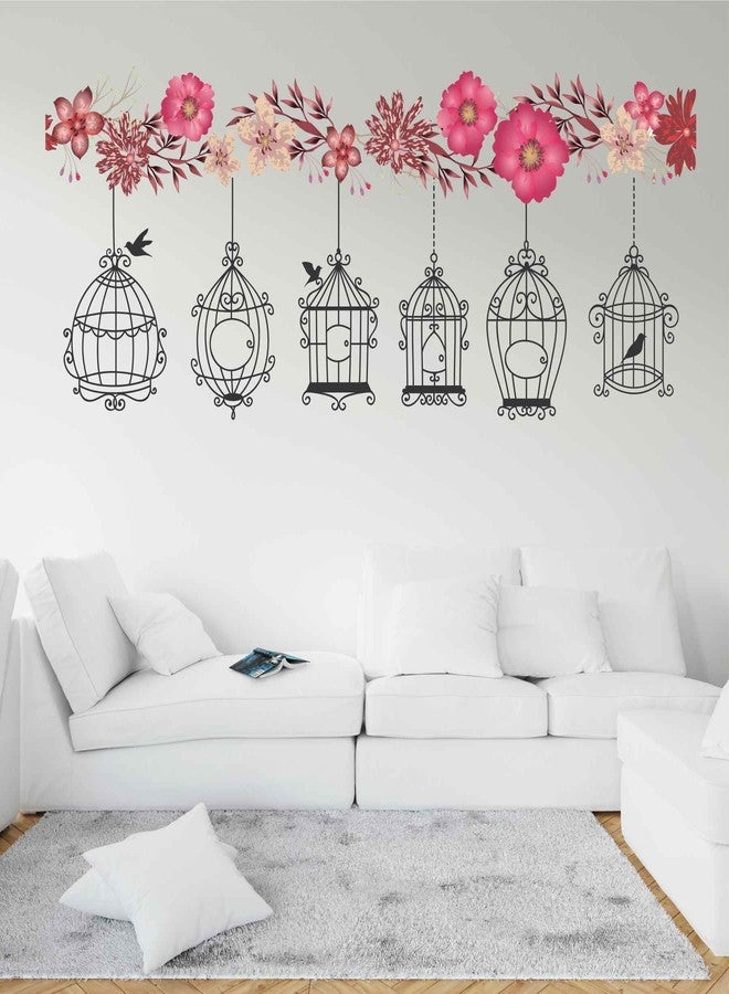 Wall Attraction Birds Cages on Flower Branch Wall Sticker & Mural Sticker for wall Size - 116x48cm NBD46 - Image 2