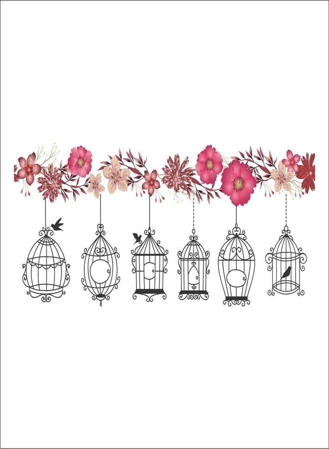 Wall Attraction Birds Cages on Flower Branch Wall Sticker & Mural Sticker for wall Size - 116x48cm NBD46 - Image 3